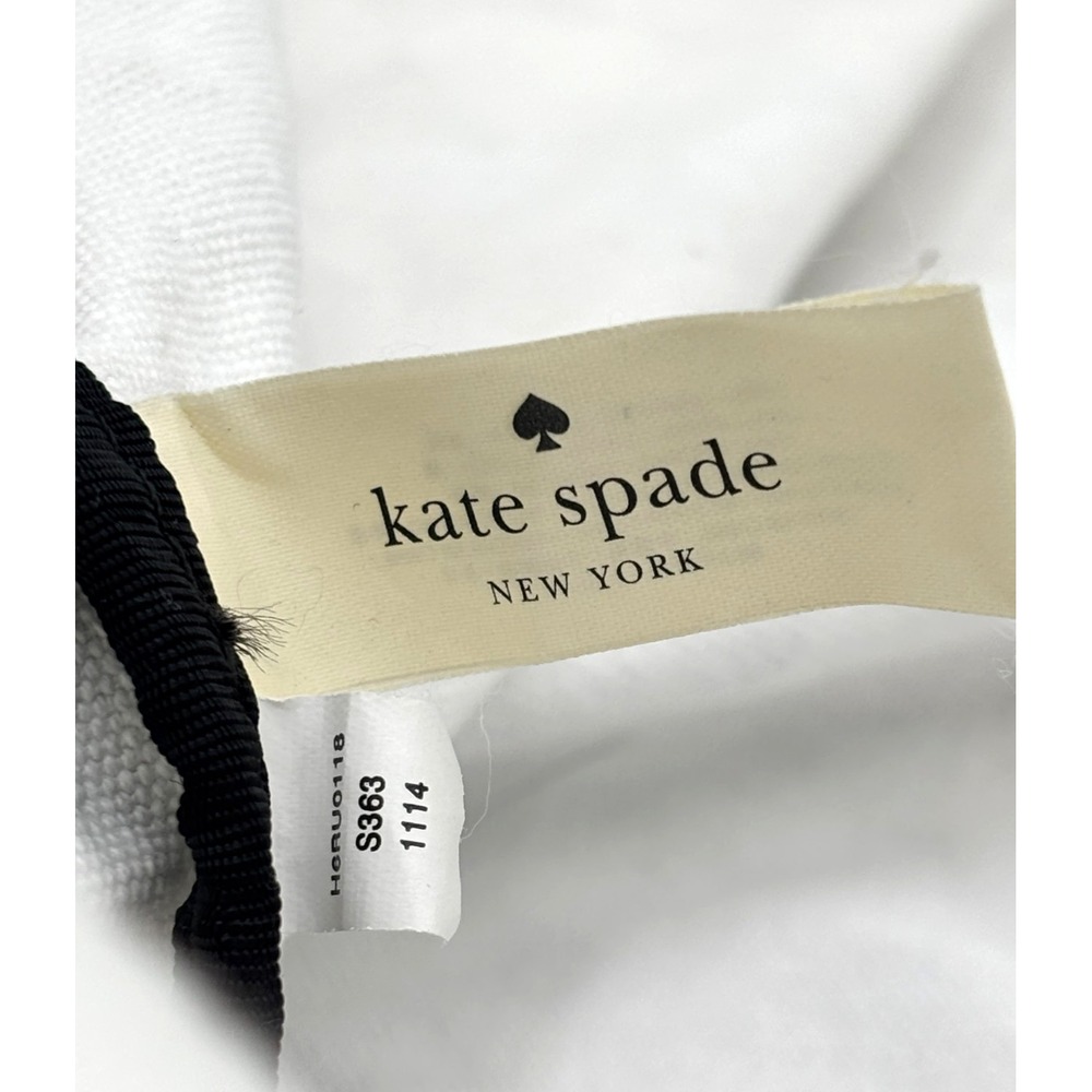 Kate Spade Canvas Cotton Tote Classic Bowtie Black White Leather Handle EUC - Picture 14 of 15